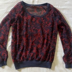 MASON+Mackensie Women's Floral Sheer Top in Red and Blue XS